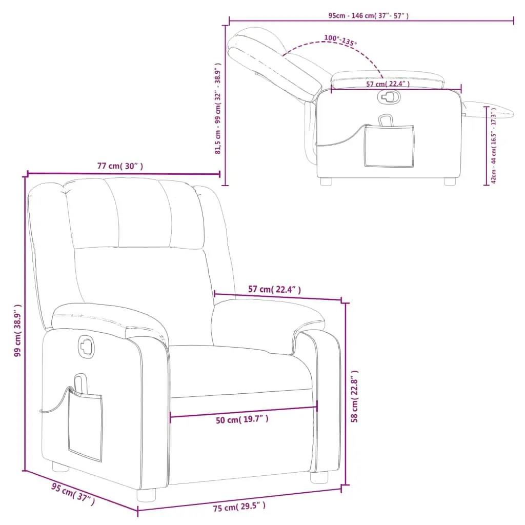 Massage Recliner Chair Dark Grey Fabric 373549