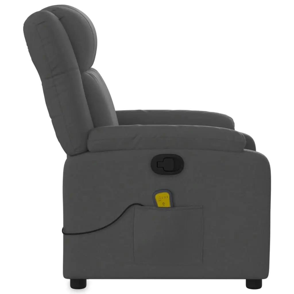 Massage Recliner Chair Dark Grey Fabric 373549