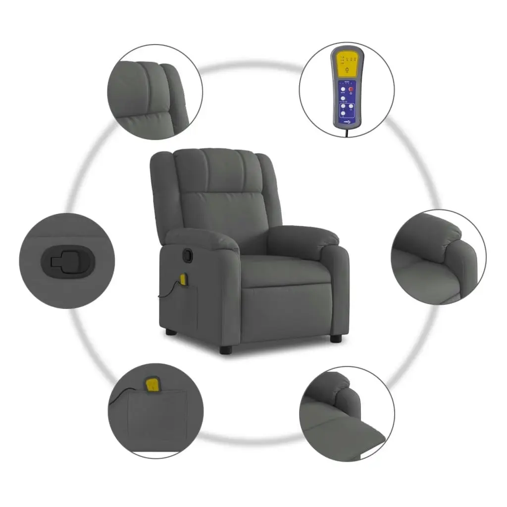 Massage Recliner Chair Dark Grey Fabric 373549