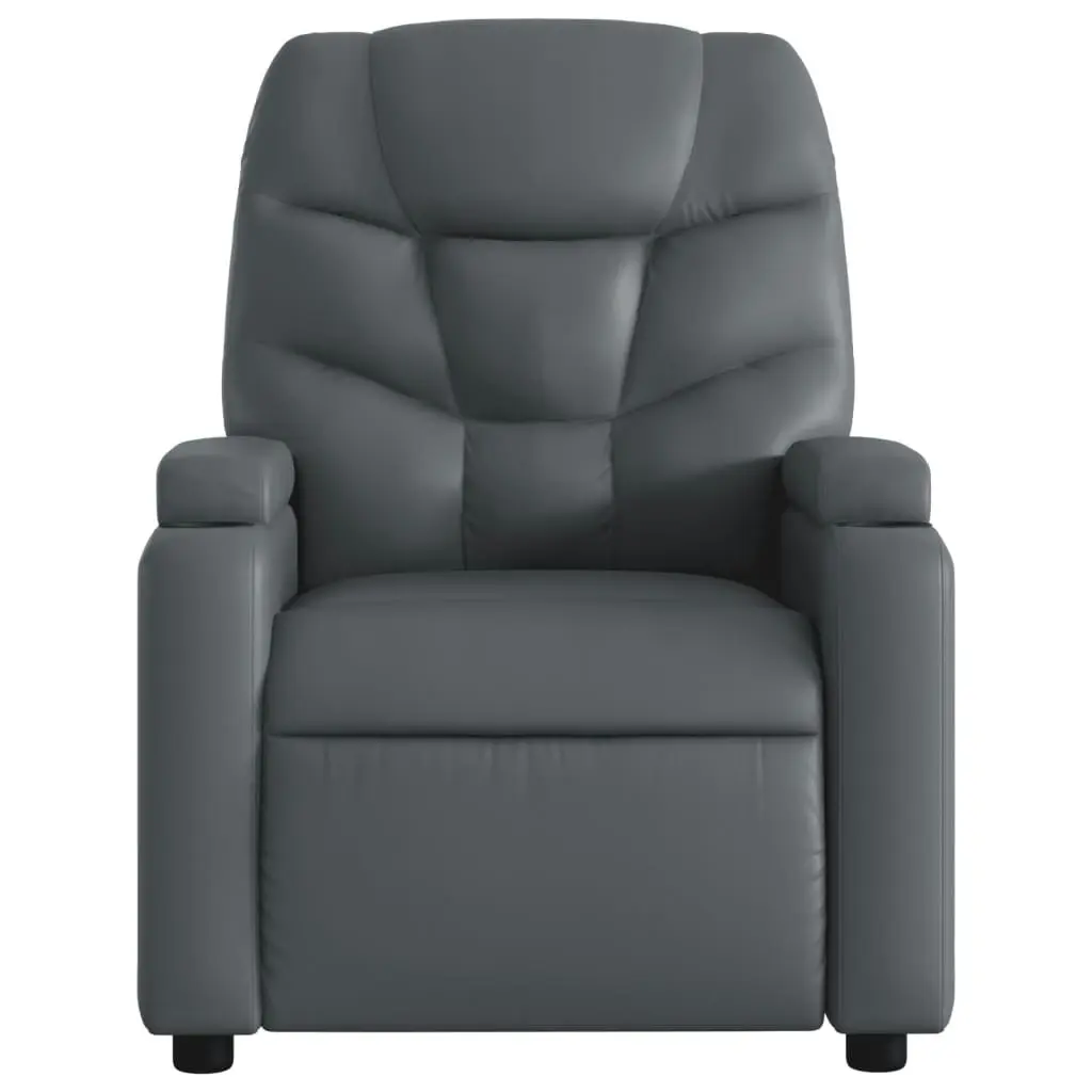 Massage Recliner Chair Grey Faux Leather 372475