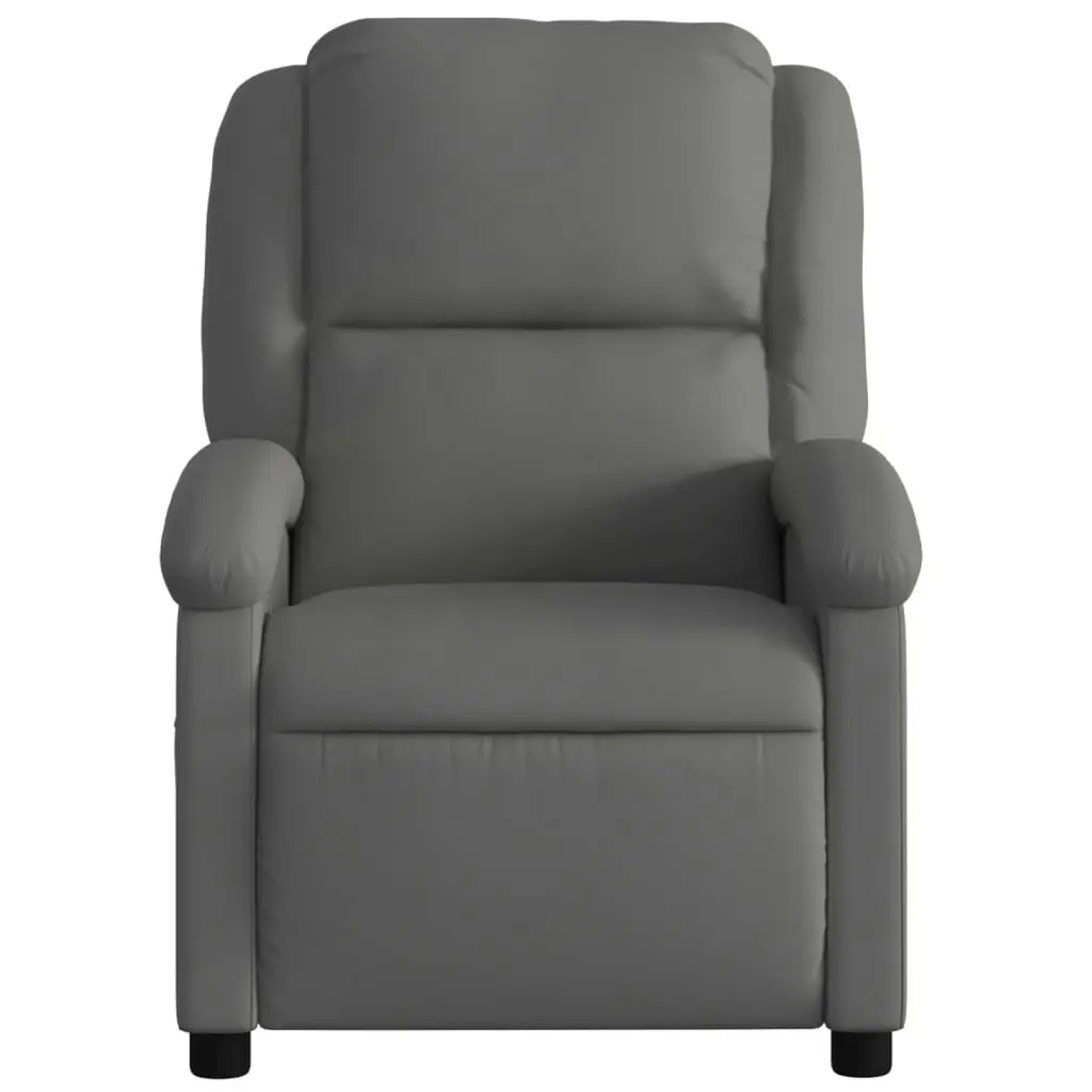 Massage Recliner Chair Grey Real Leather 371796