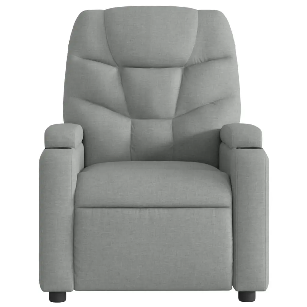 Massage Recliner Chair Light Grey Fabric 3206032