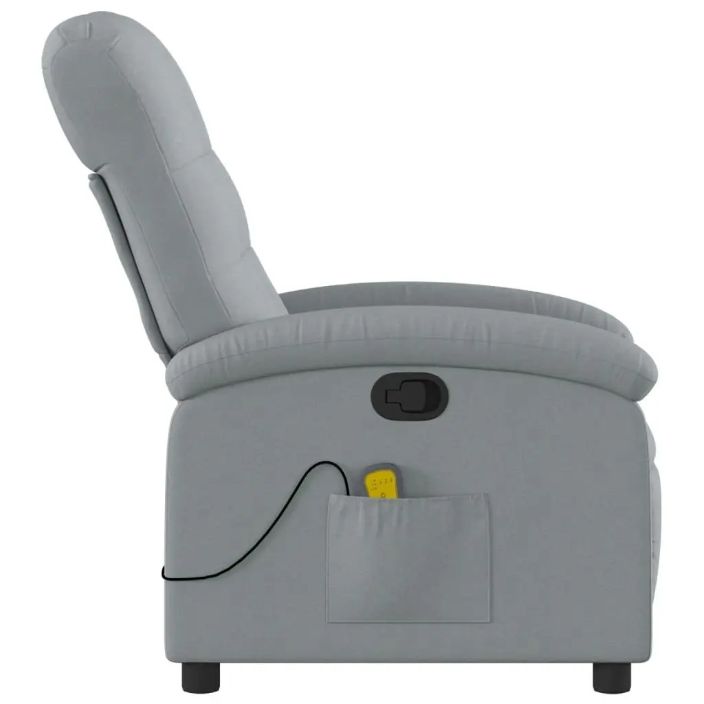 Massage Recliner Chair Light Grey Fabric 371739