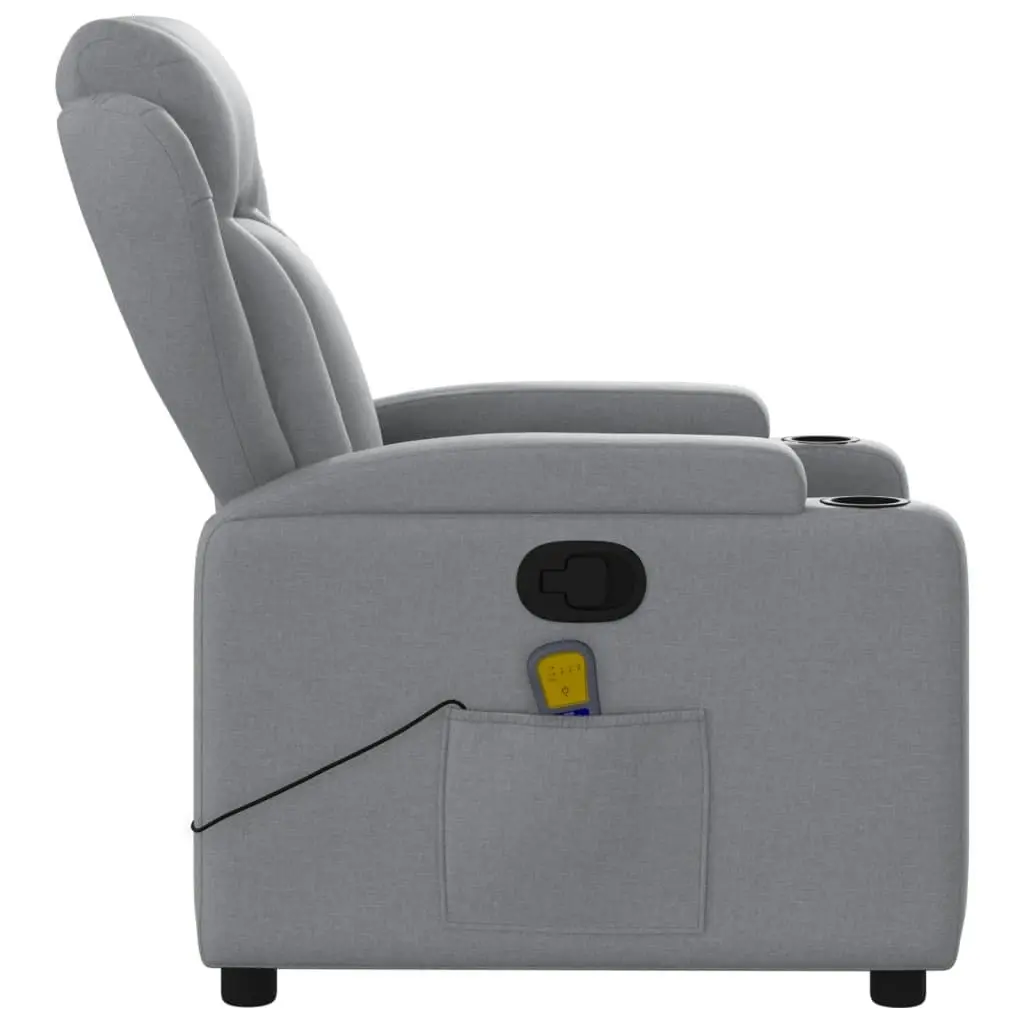 Massage Recliner Chair Light Grey Fabric 372415