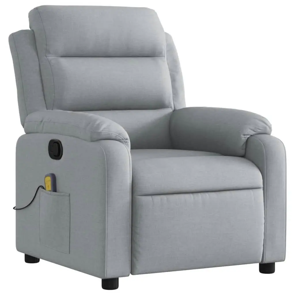 Massage Recliner Chair Light Grey Fabric 373474