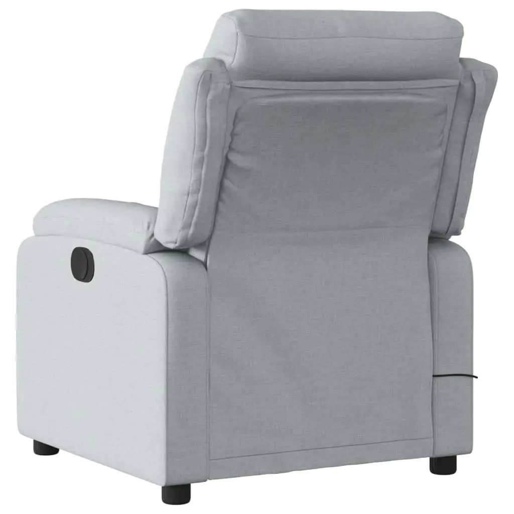 Massage Recliner Chair Light Grey Fabric 373474