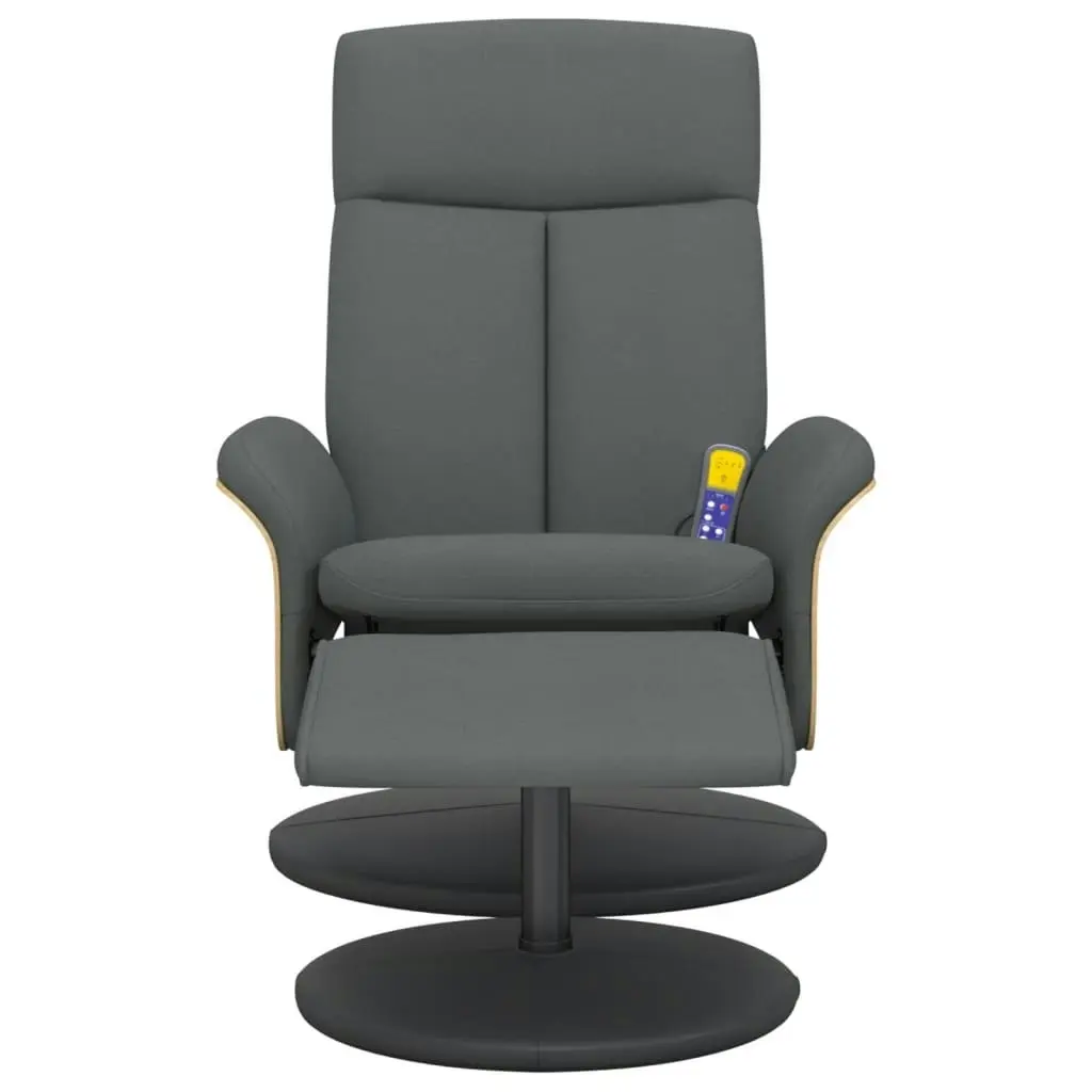 Massage Recliner Chair with Footstool Dark Grey Fabric 356543