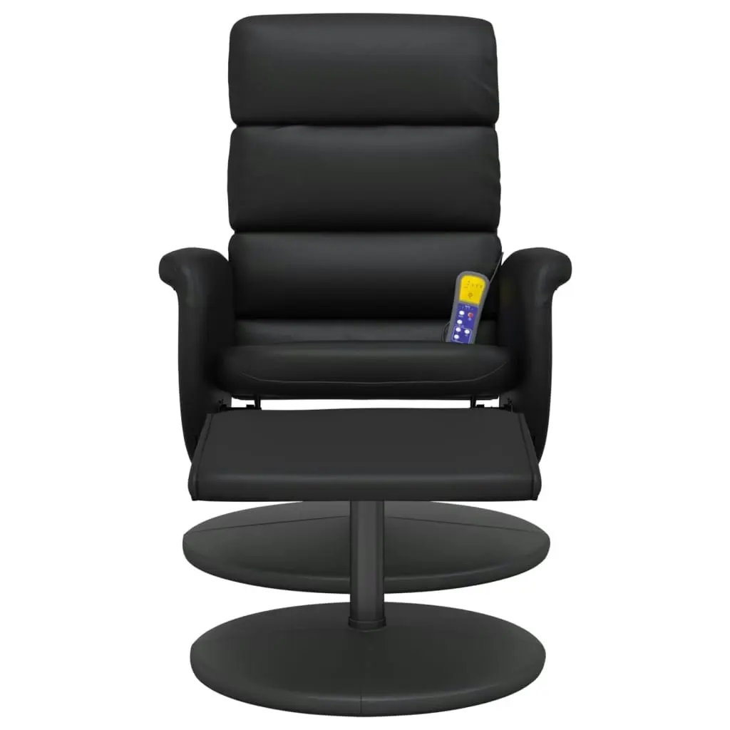 Massage Recliner Chair with Footstool Black Faux Leather 356729