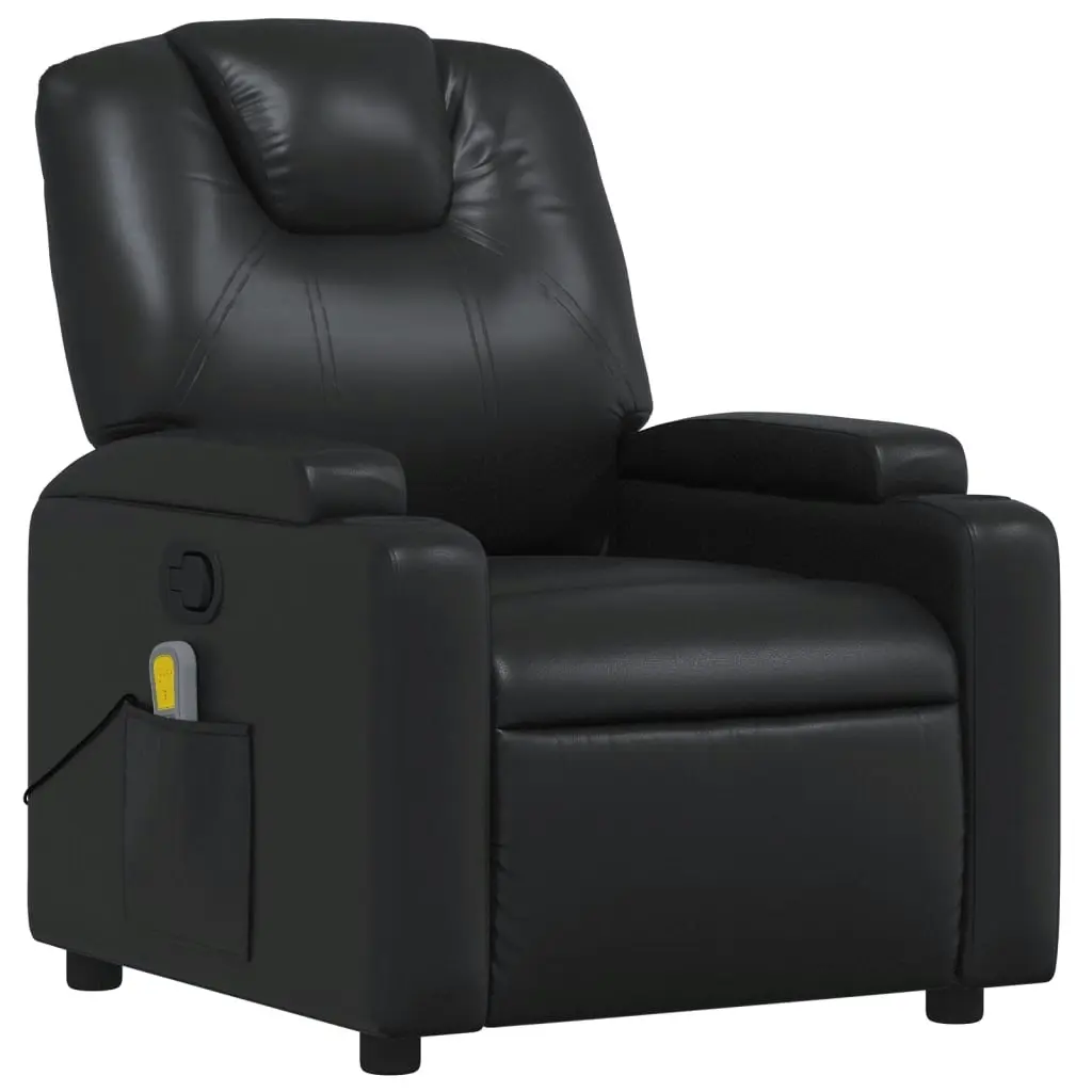 Massage Recliner Chair Black Faux Leather 372396