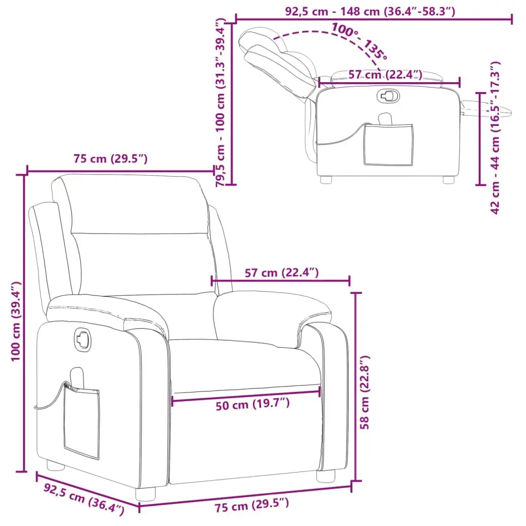 Massage Recliner Chair Black Faux Leather 373493