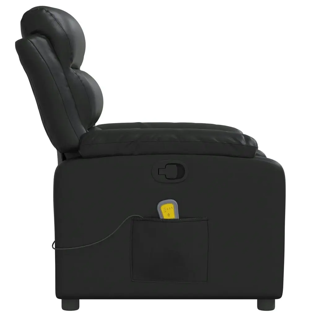 Massage Recliner Chair Black Faux Leather 373493