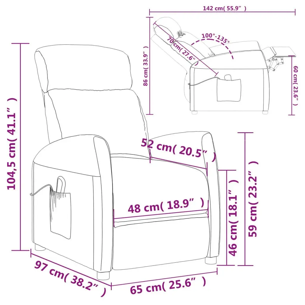 Massage Chair Dark Grey Fabric 348338