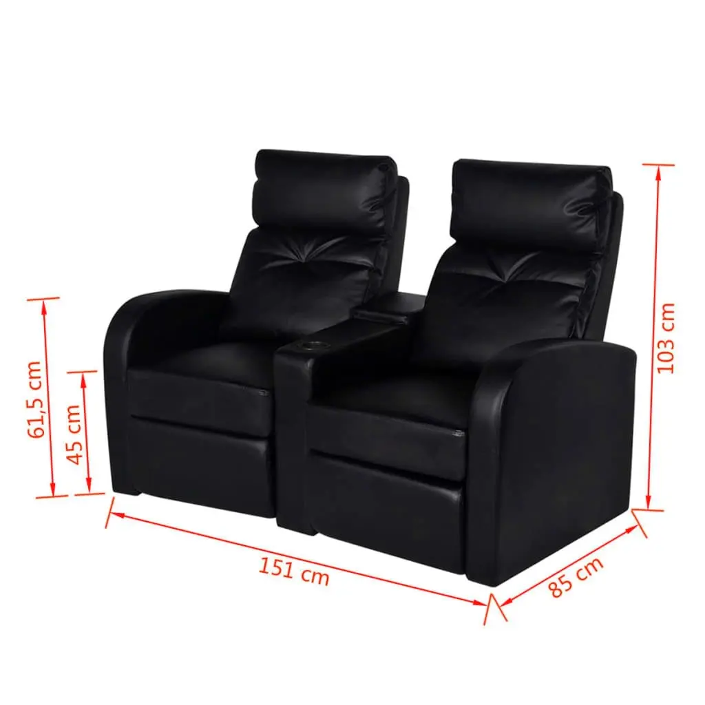 Recliner 2-seat Artificial Leather Black 242000