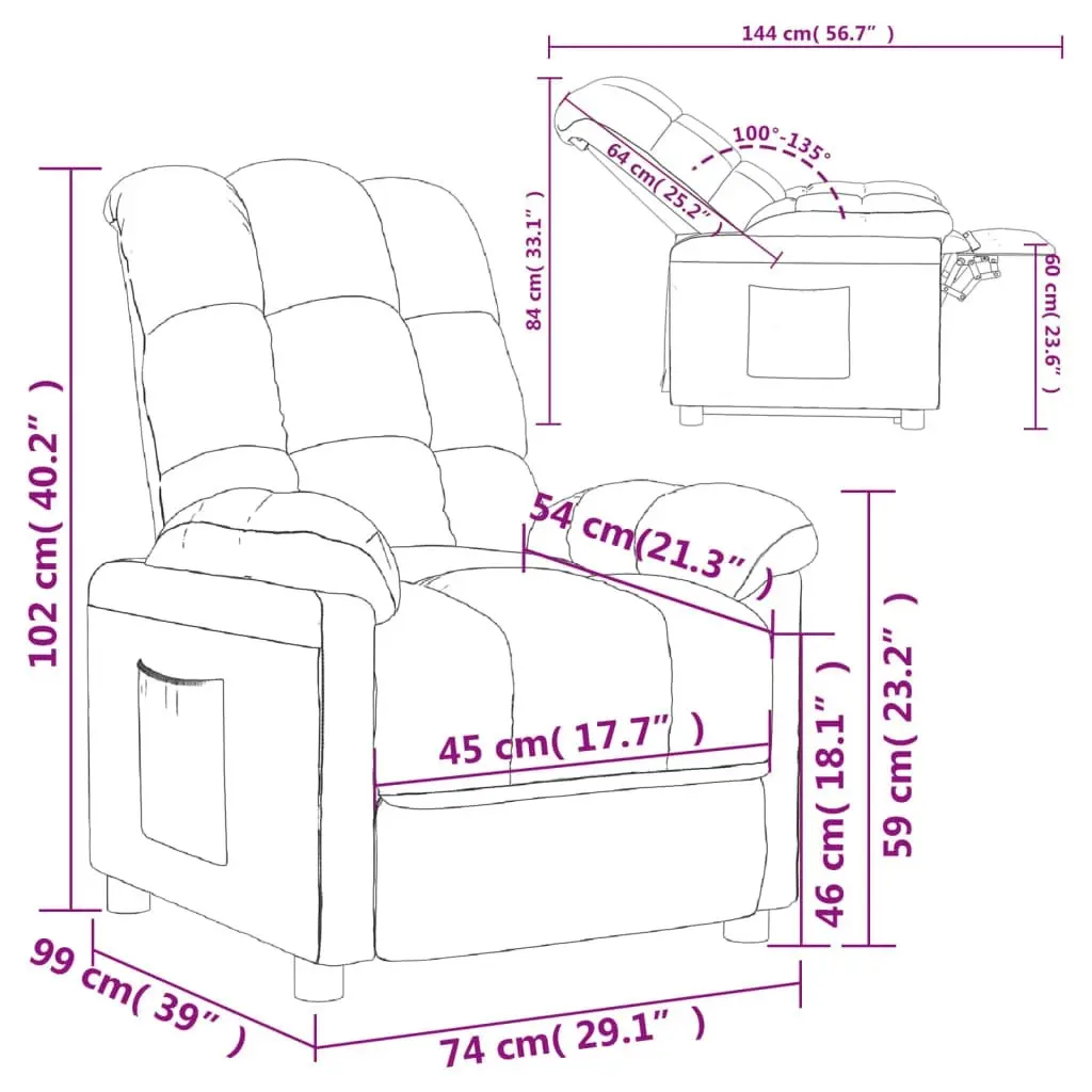 Recliner Chair Cream Fabric 342730