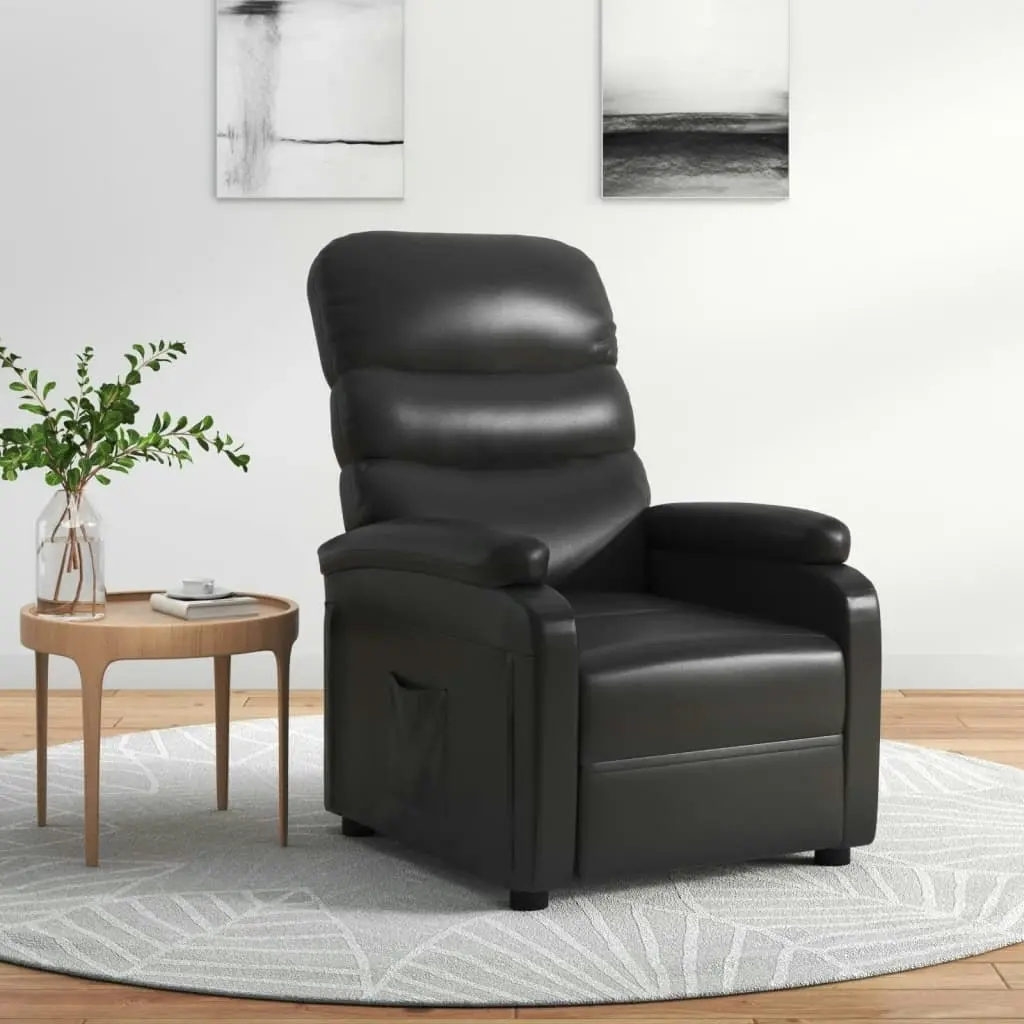 Recliner Chair Black Faux Leather 348311