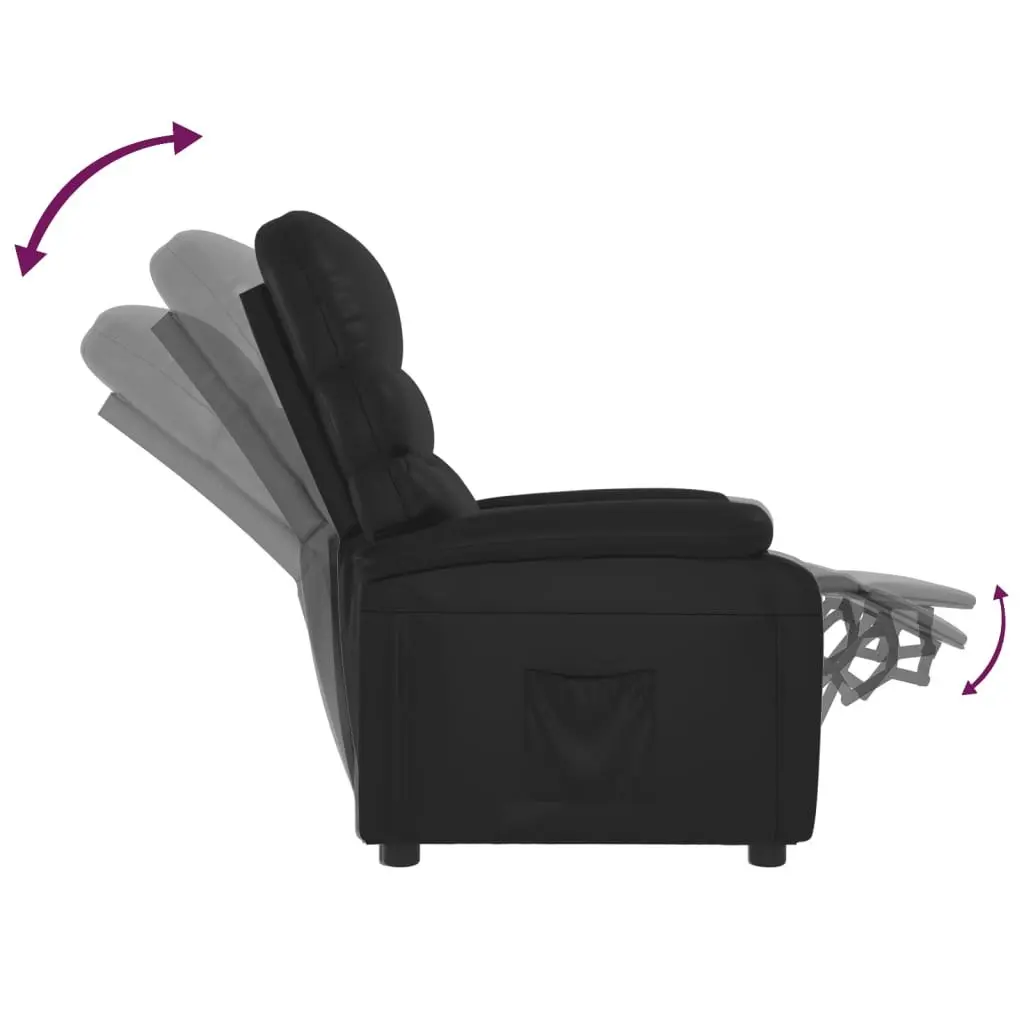 Recliner Chair Black Faux Leather 348311