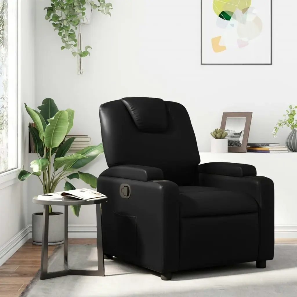 Recliner Chair Black Faux Leather 3205976