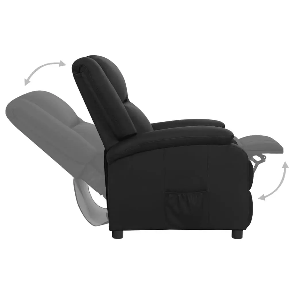 Recliner Chair Black Real Leather 340200