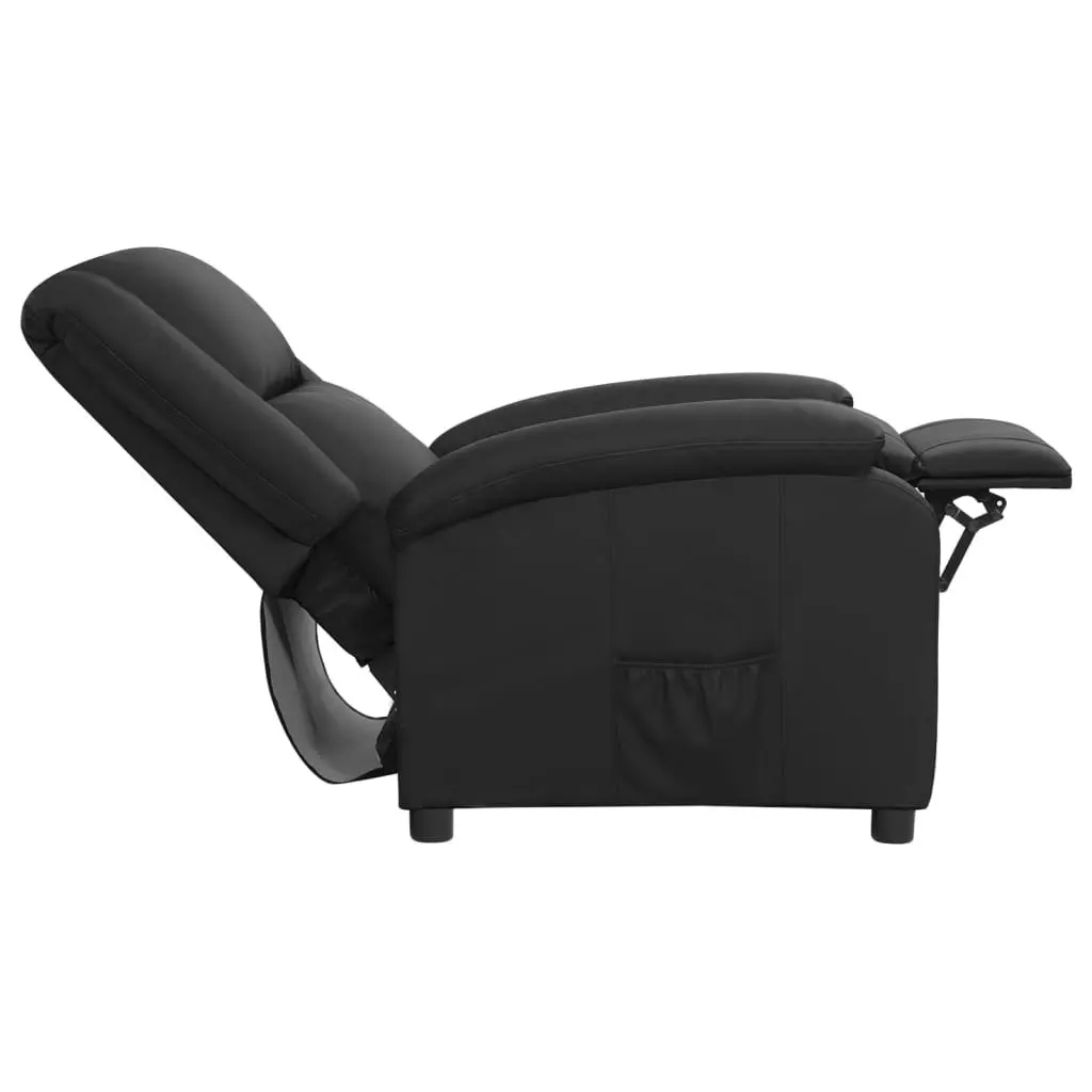 Recliner Chair Black Real Leather 340200