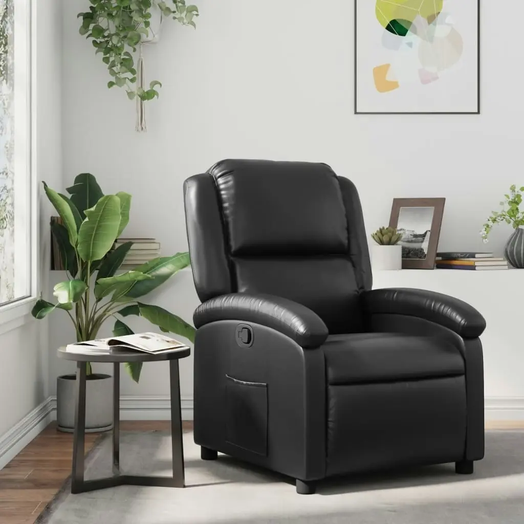 Recliner Chair Black Faux Leather 371775