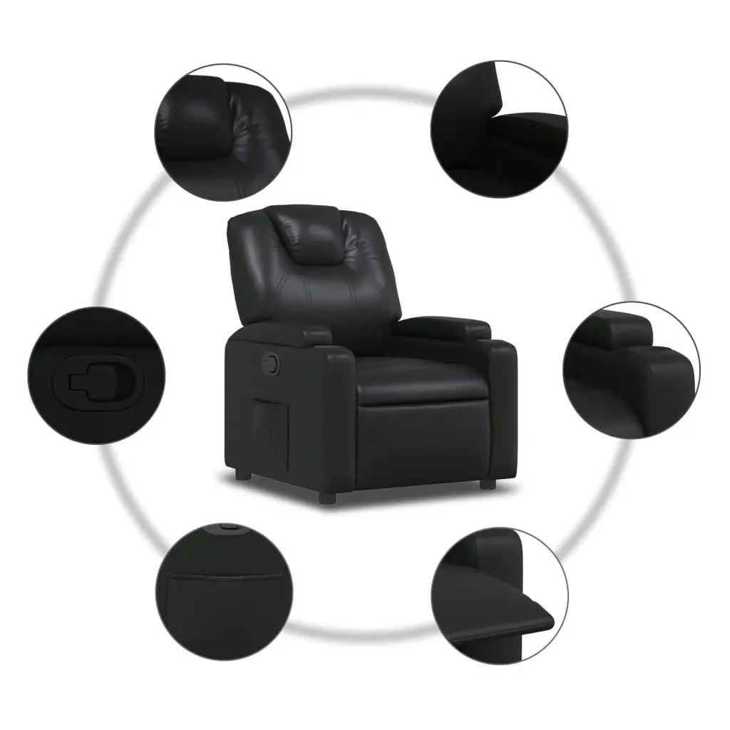 Recliner Chair Black Faux Leather 372389