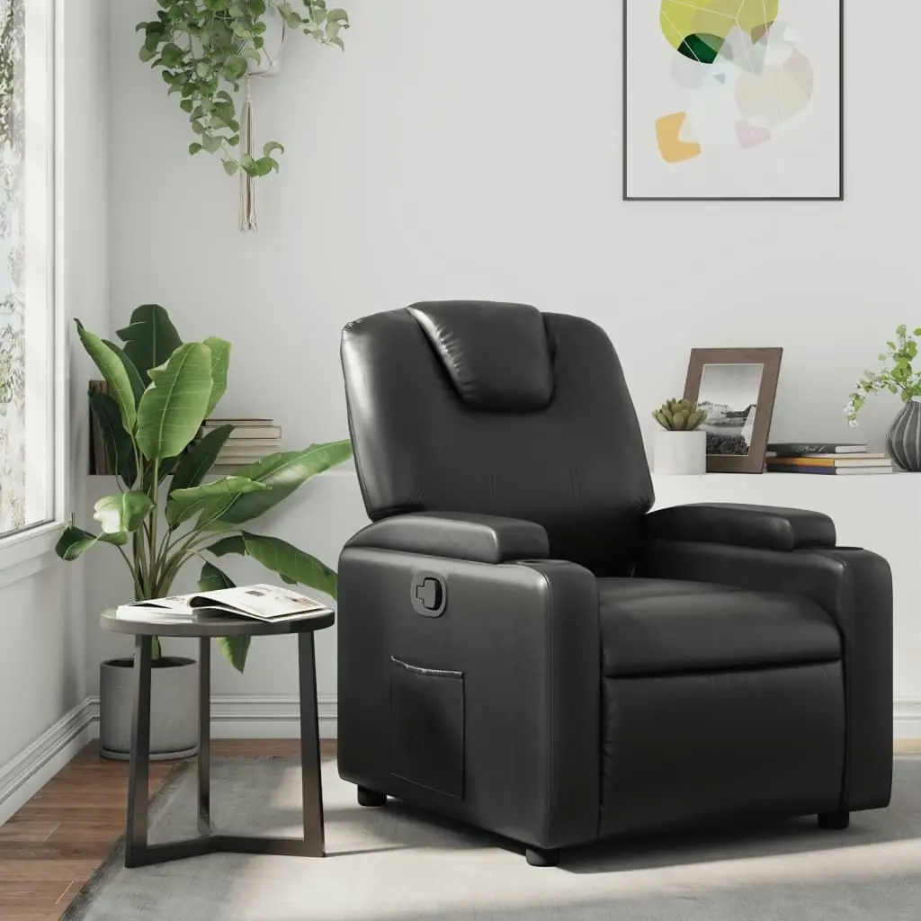 Recliner Chair Black Faux Leather 372389