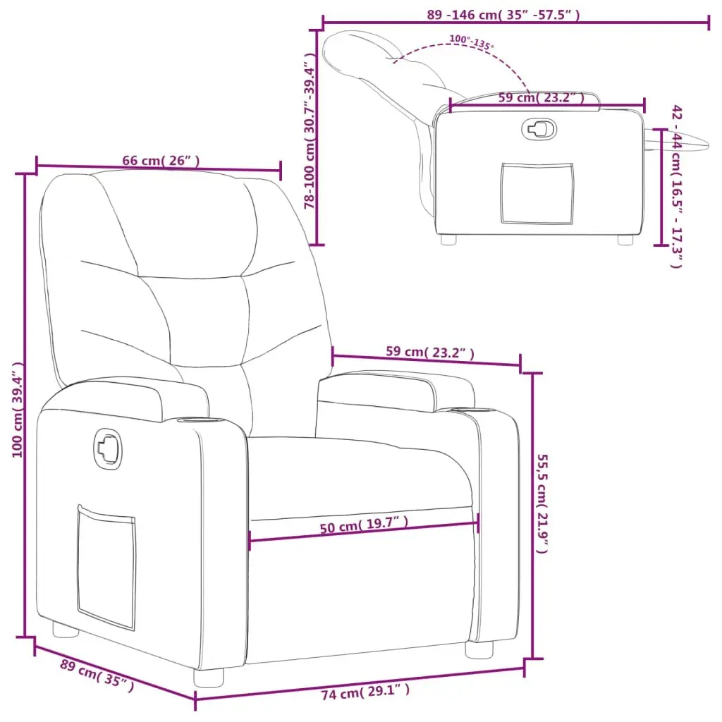 Recliner Chair Black Faux Leather 3205640