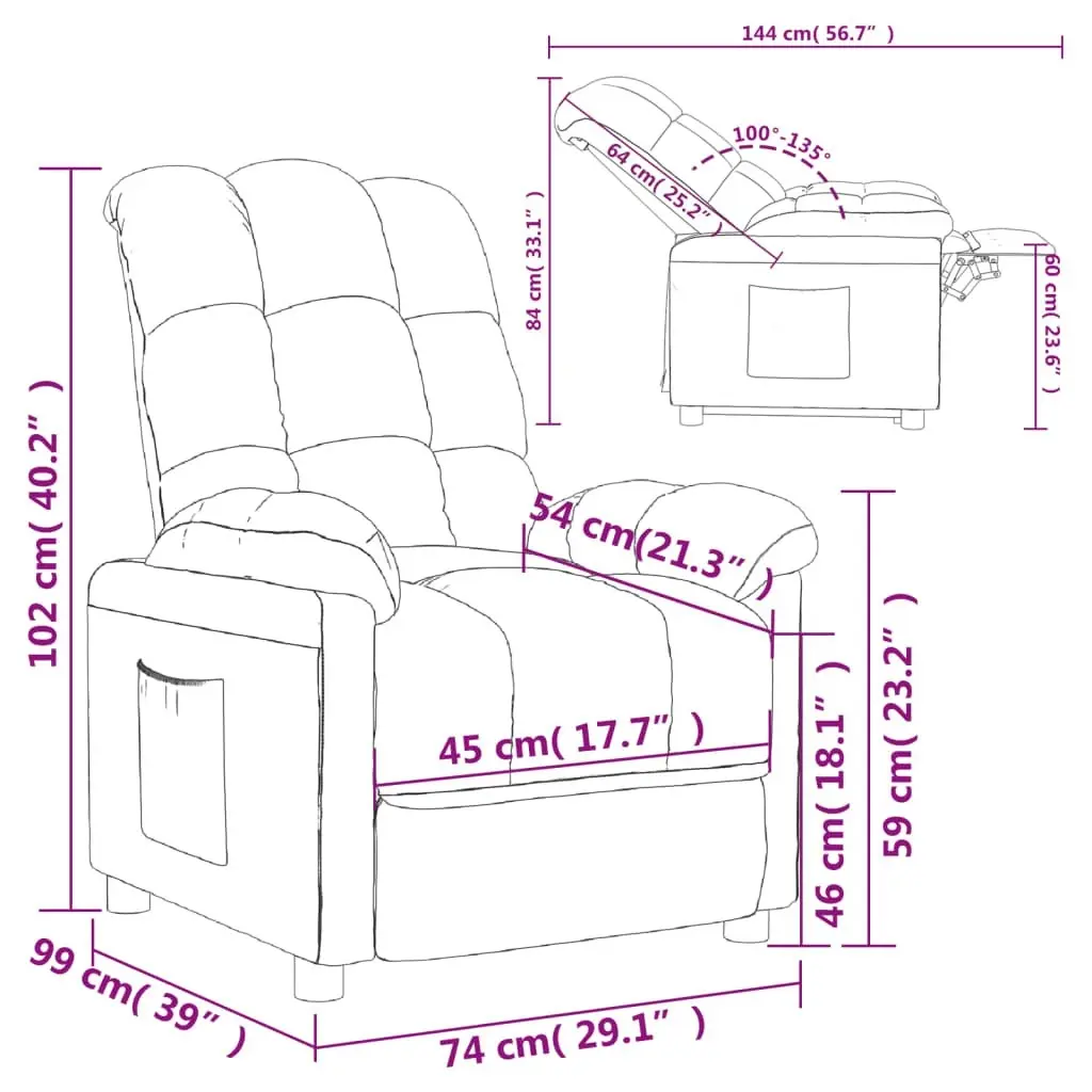 Recliner Chair Dark Grey Fabric 342722