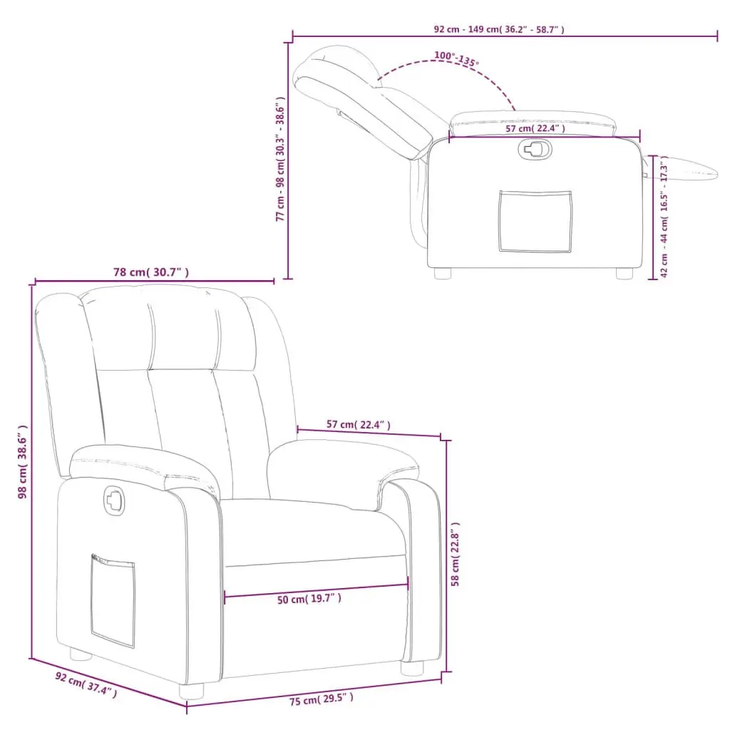 Recliner Chair Dark Grey Fabric 3205773