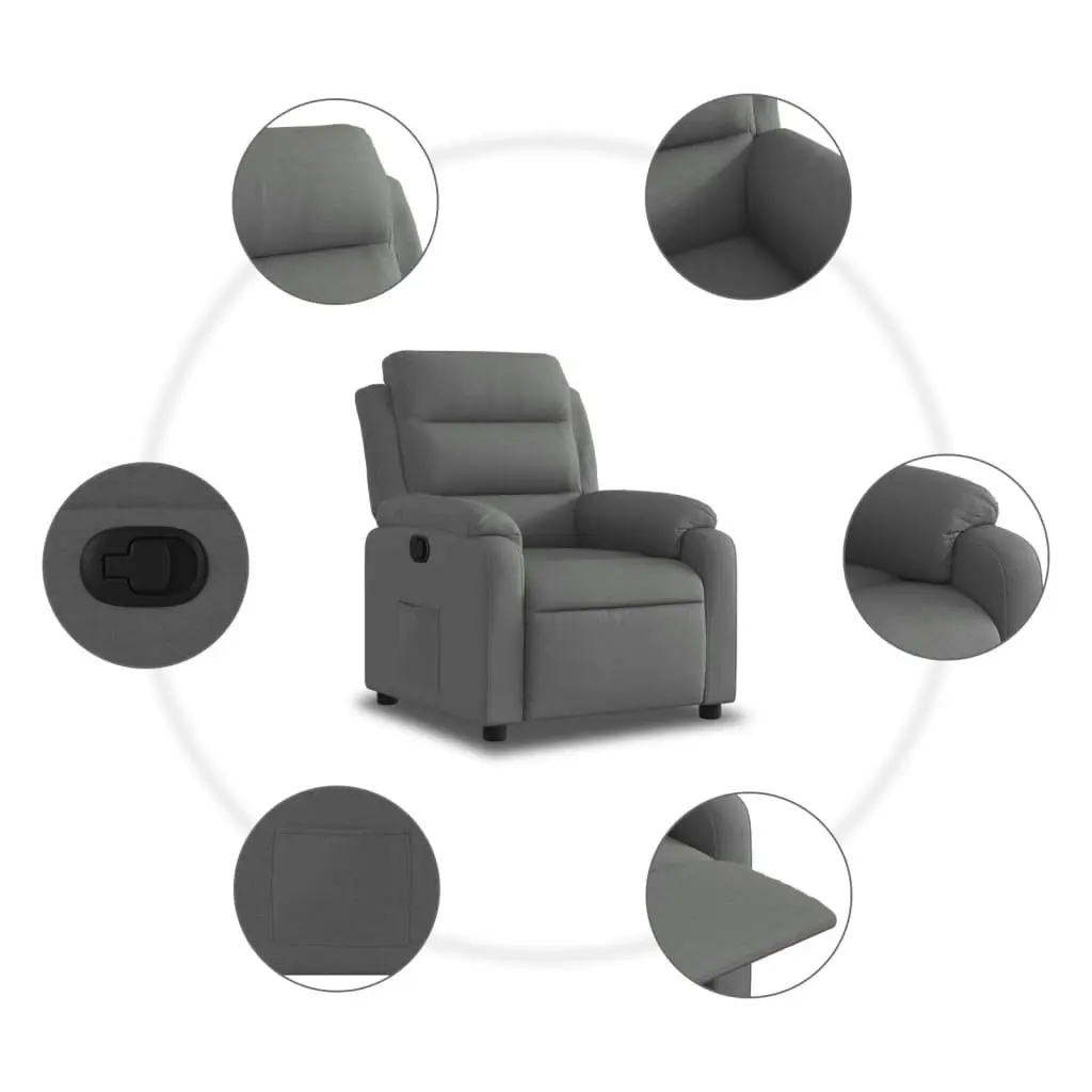 Recliner Chair Dark Grey Fabric 373463