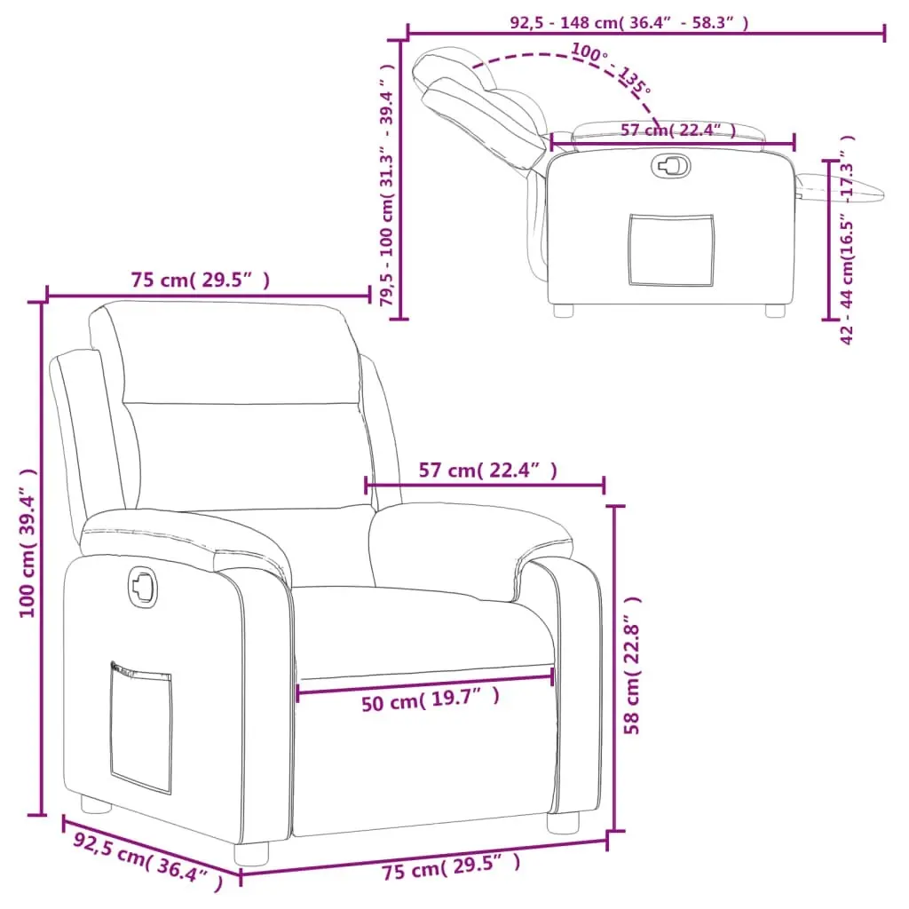 Recliner Chair Dark Grey Fabric 373463