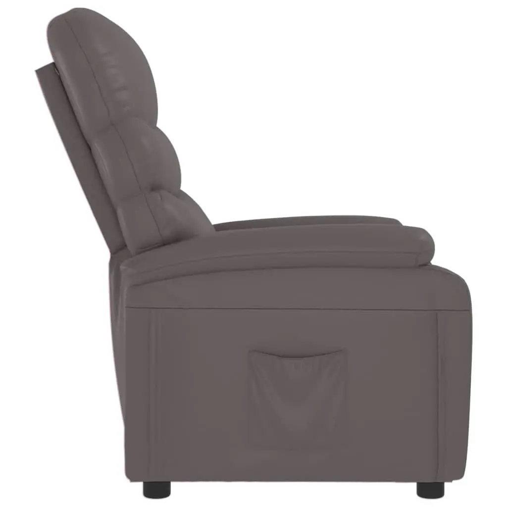 Recliner Chair Grey Faux Leather 348314