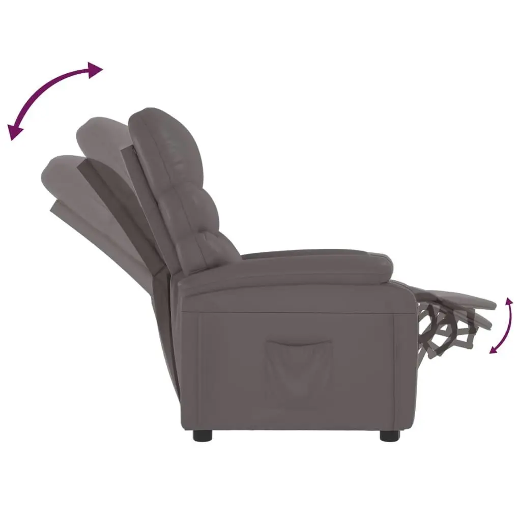 Recliner Chair Grey Faux Leather 348314