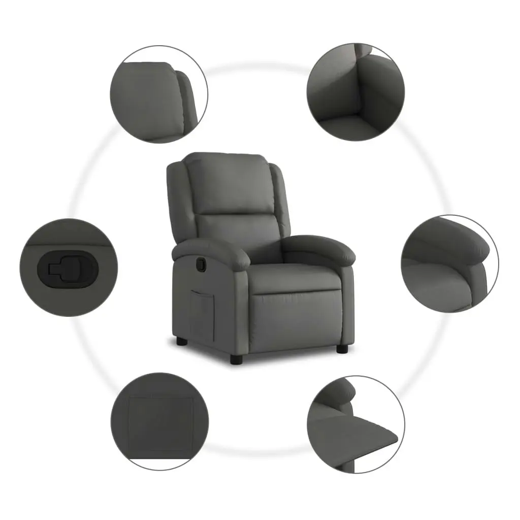 Recliner Chair Grey Real Leather 3205470