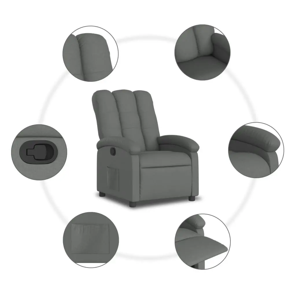 Recliner Chair Dark Grey Fabric 3205381