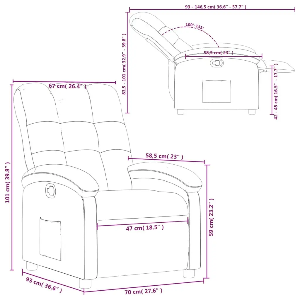 Recliner Chair Dark Grey Fabric 3205381