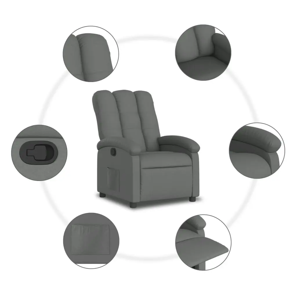 Recliner Chair Dark Grey Fabric 371728