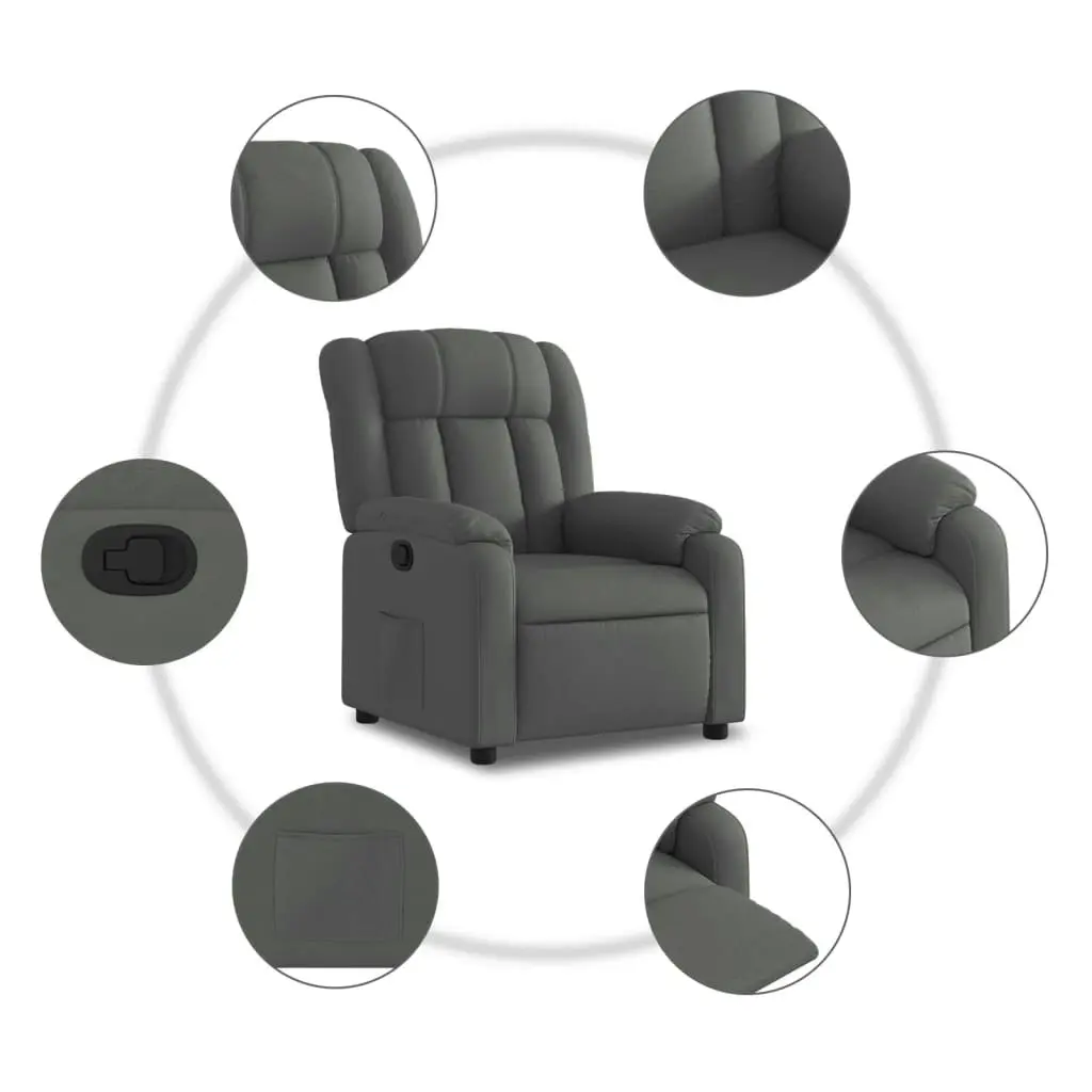 Recliner Chair Dark Grey Fabric 373575