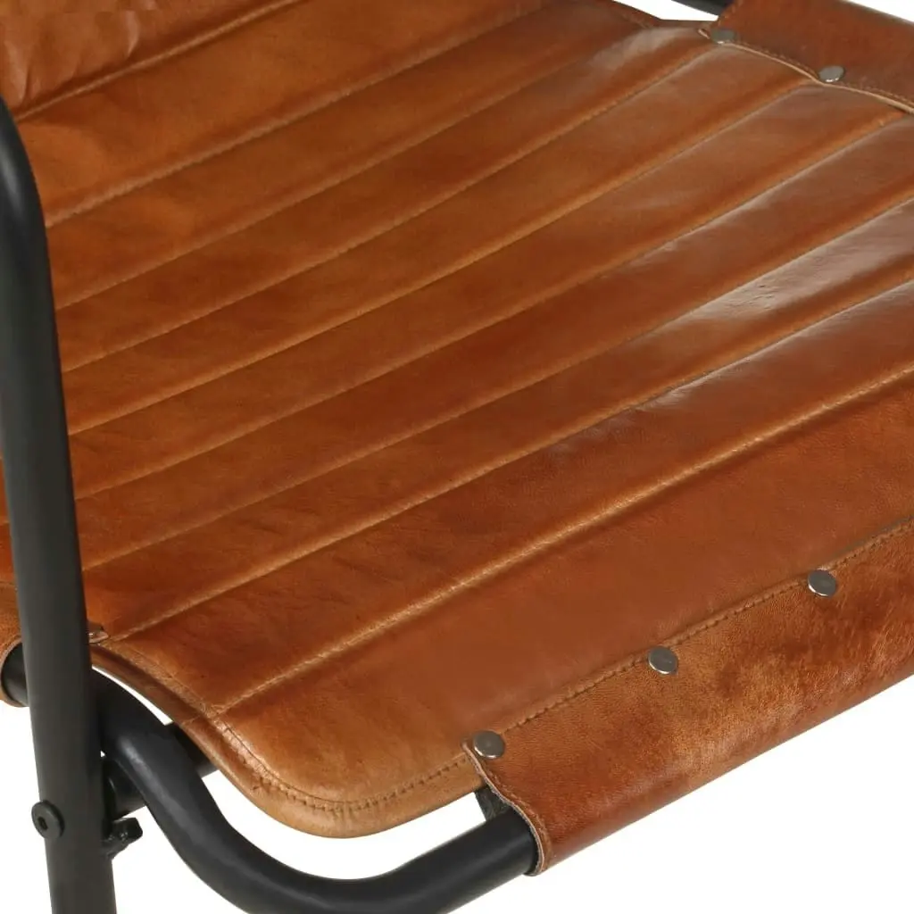 Relaxing Armchair with a Footrest Brown Real Leather 323728