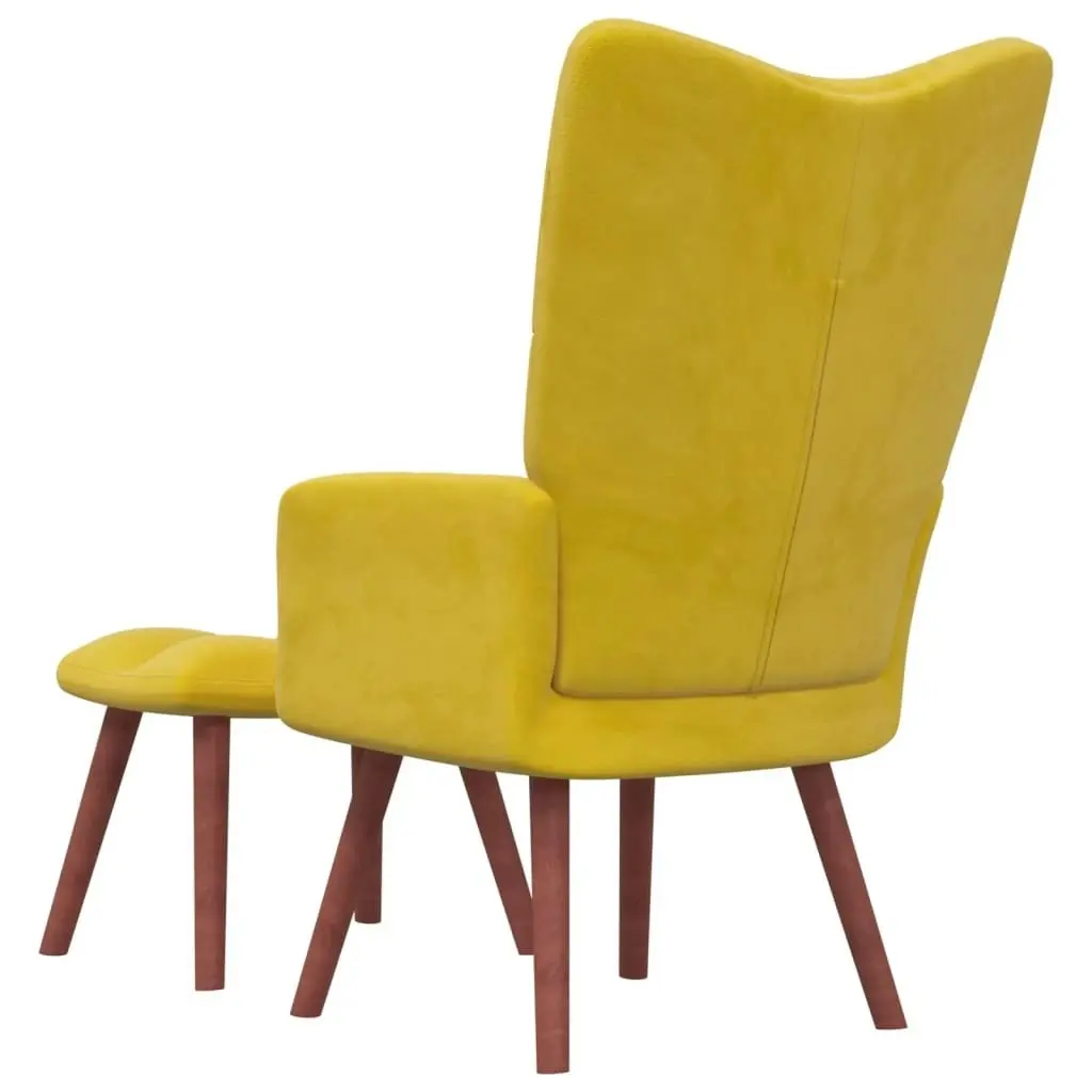 Relaxing Chair with a Stool Mustard Yellow Velvet 328069