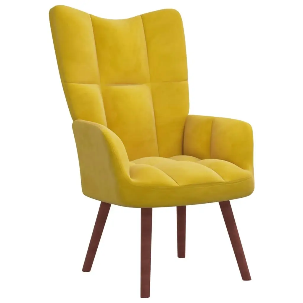 Relaxing Chair with a Stool Mustard Yellow Velvet 328069