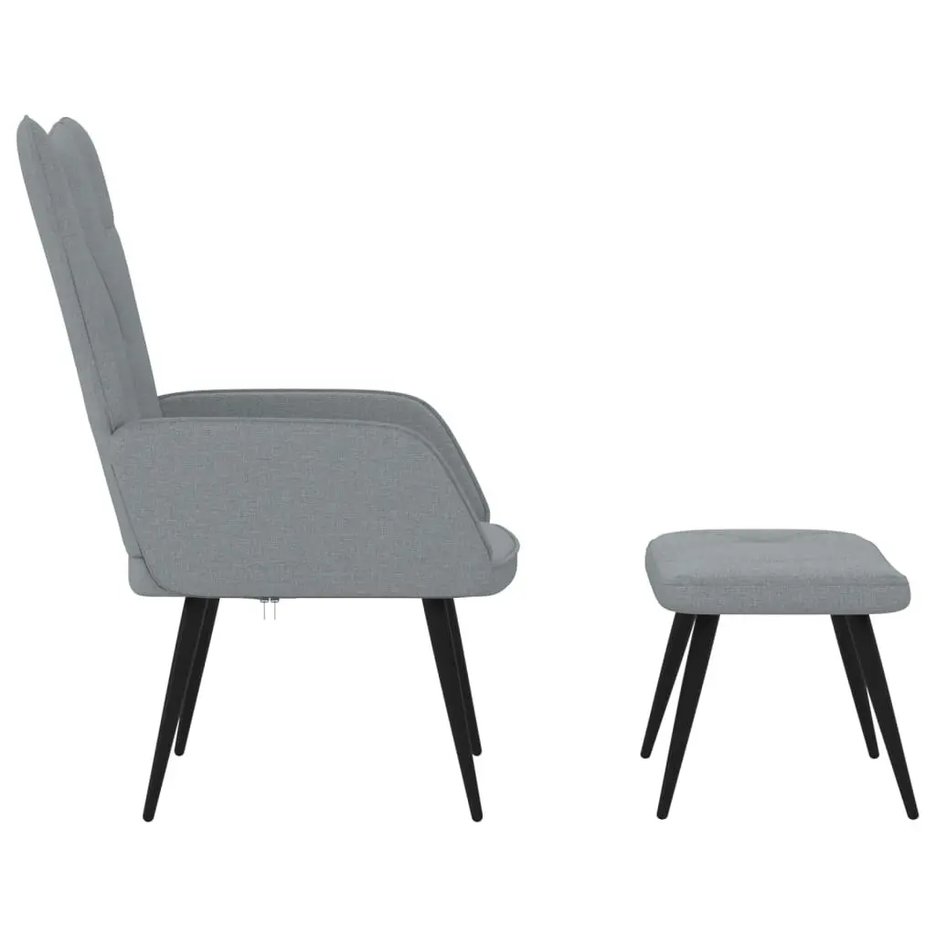 Relaxing Chair with a Stool Light Grey Fabric 327556