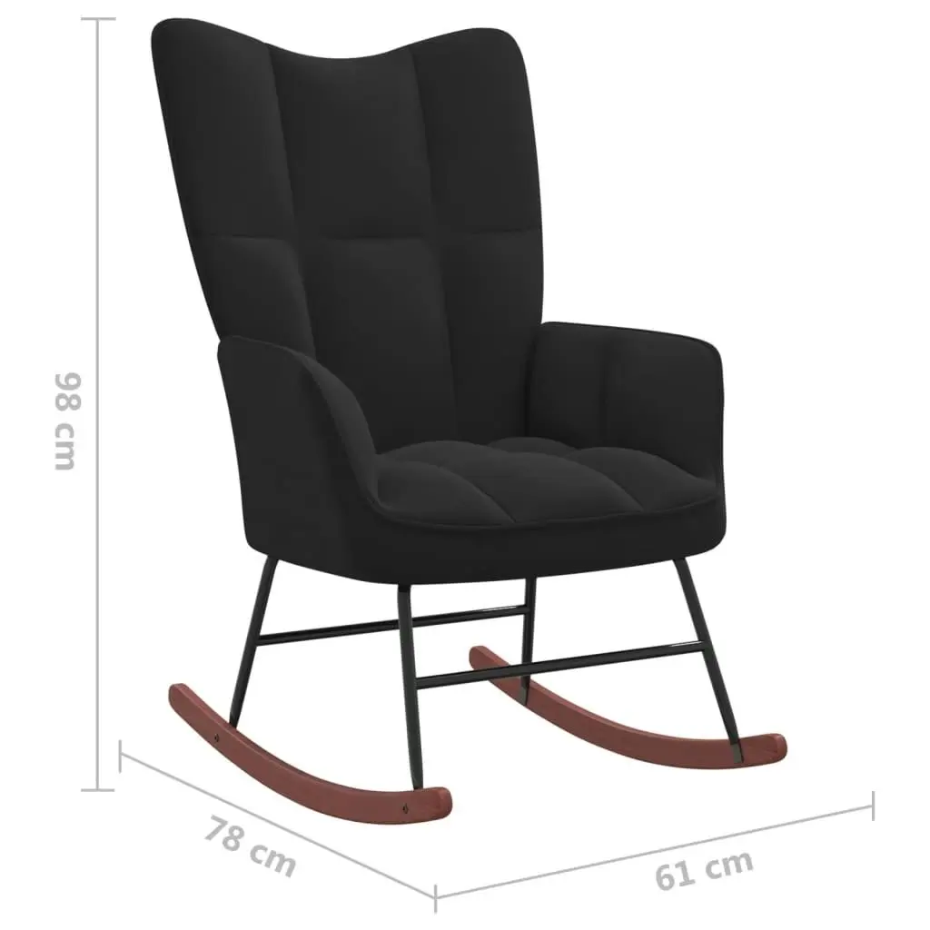 Rocking Chair Black Velvet 328145