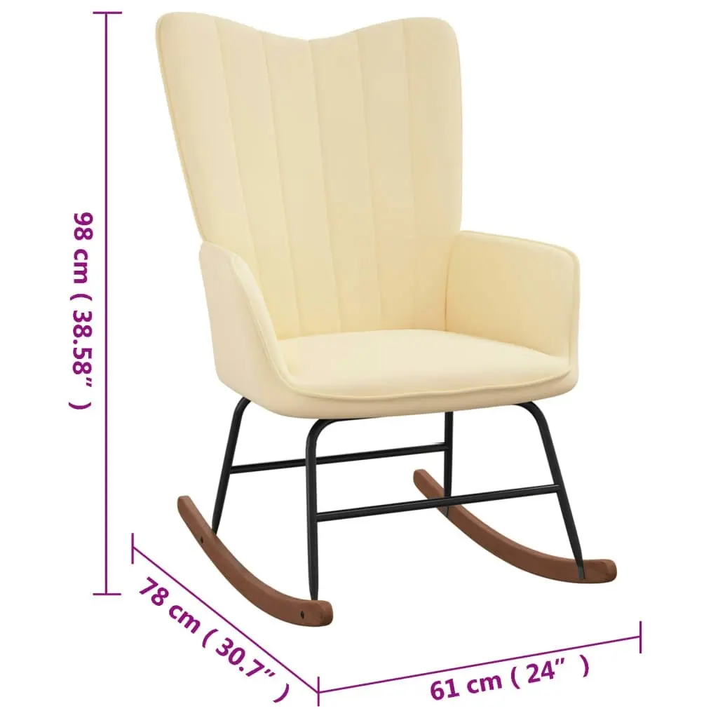 Rocking Chair Cream White Velvet 327752