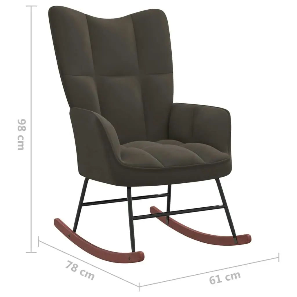 Rocking Chair Dark Grey Velvet 328140