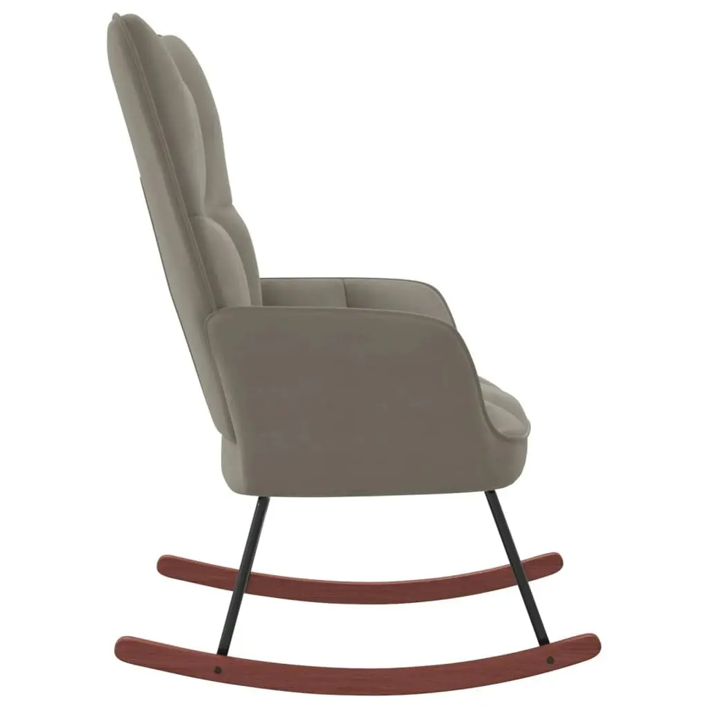 Rocking Chair Light Grey Velvet 328139