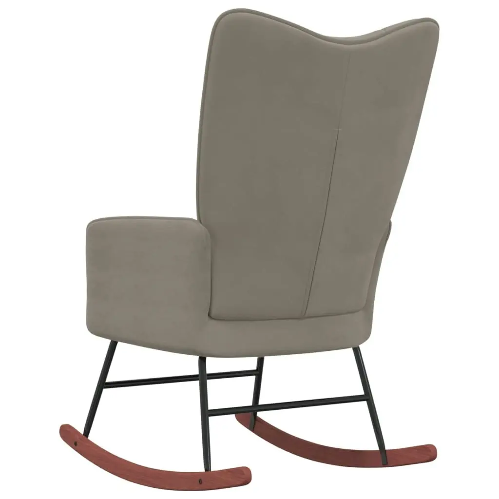 Rocking Chair Light Grey Velvet 328139