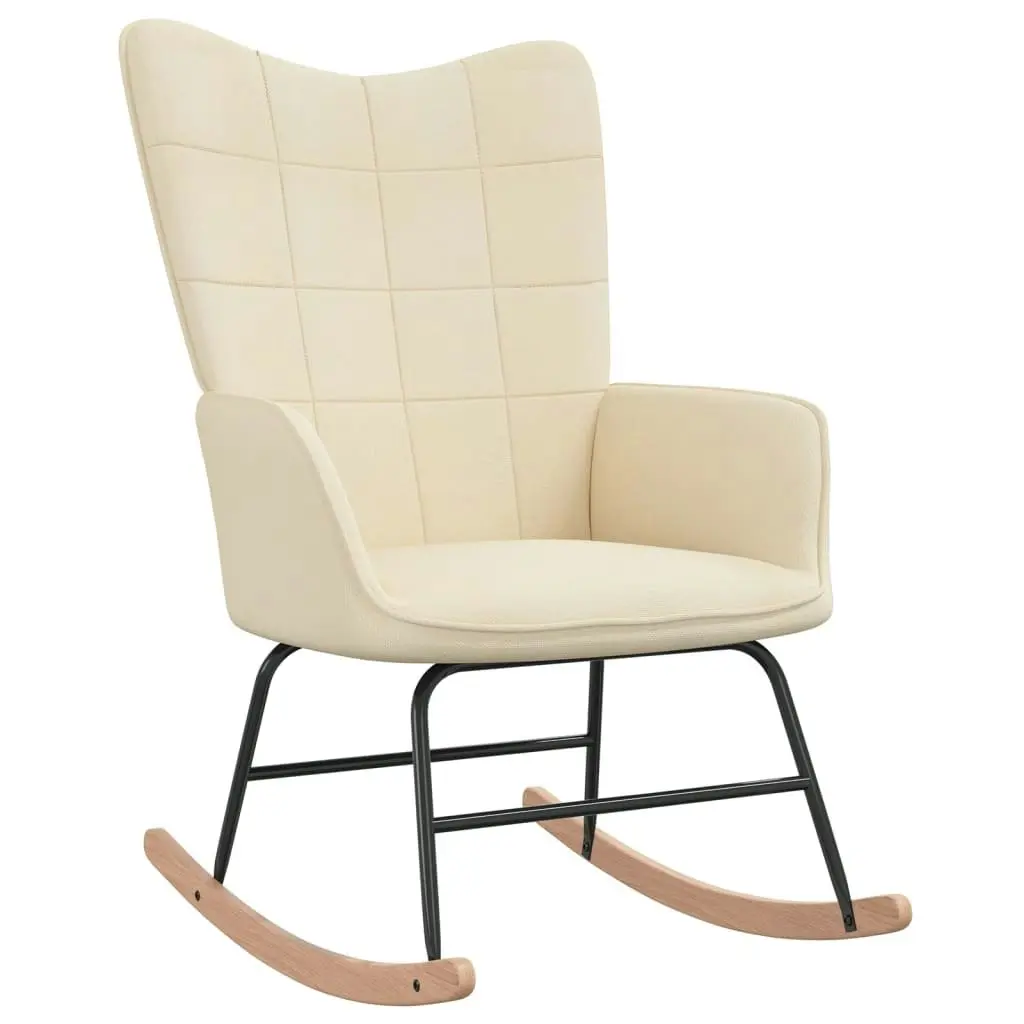 Rocking Chair with a Stool Cream Fabric 328020