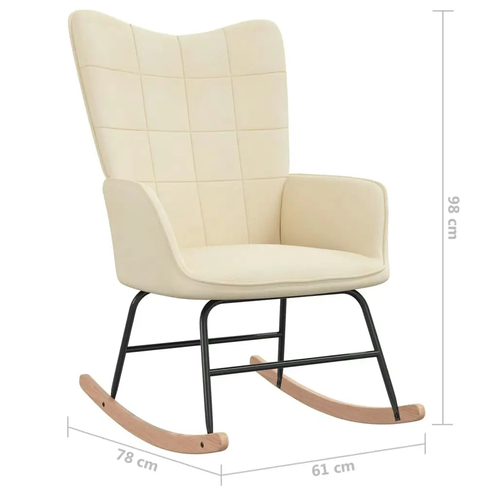 Rocking Chair with a Stool Cream Fabric 328020