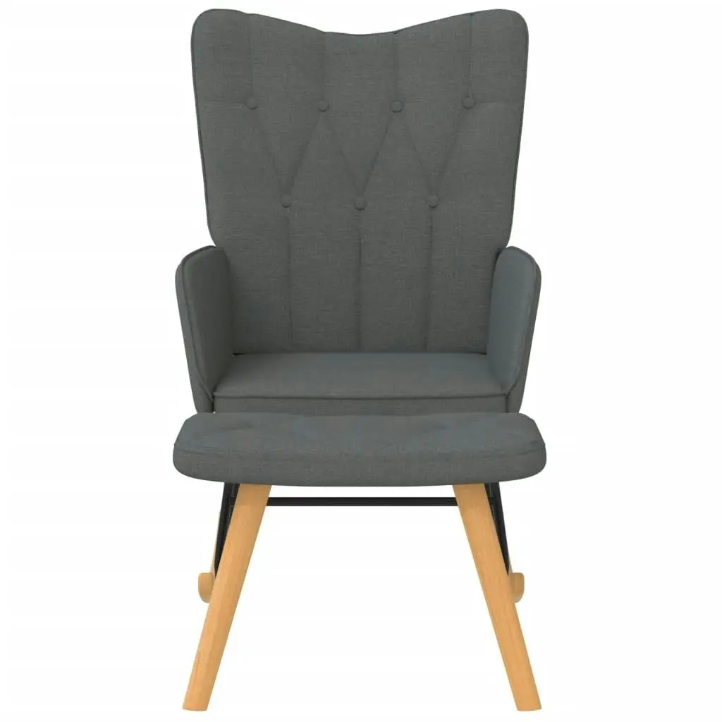 Rocking Chair with a Stool Dark Grey Fabric 327623